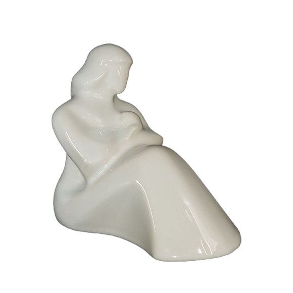 VTG Haeger Mother And Child  Figurine Statue Stoneware White MCM Art Deco - Picture 4 of 9
